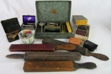 Grouping Antique Shaving Items- Razors, Strops, Misc.