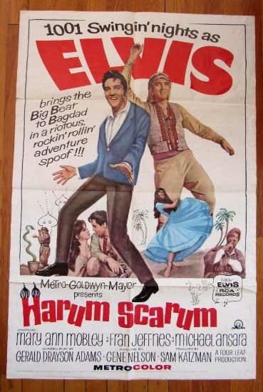 Original 1965 Elvis Presley Harum Scarum One Sheet 1SH Movie Poster