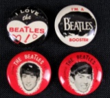 Lot (4) Vintage 1960's Beatles Tin Pin-Backs ORIGINAL