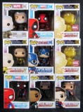 Lot (9) Funko Pop Figures- All Marvel- Deadpool, Captain America, Doctor Strange+