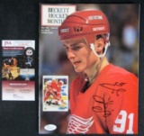 Sergei Fedorov Signed 1991 Beckett Hockey Card Monthly JSA COA