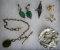 Case Lot of Antique Victorian Jewelry, Watch Fob, Brooch, Earrings, +