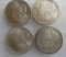 Lot of (4) High Grade 1921 US 90% Morgan Silver Dollar Coins