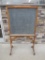 Excellent Antique Oak Schoolhouse Chalk Board on Castors