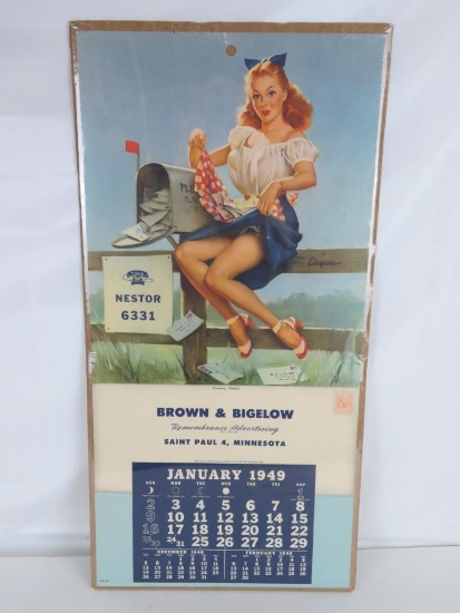 1949 Brown & Bigelow (St. Paul, MN) Pin-up Girl Calender, 23" x 11"