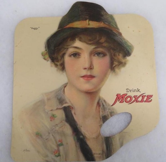 Antique "Drink Moxie" Advertising Hand Fan