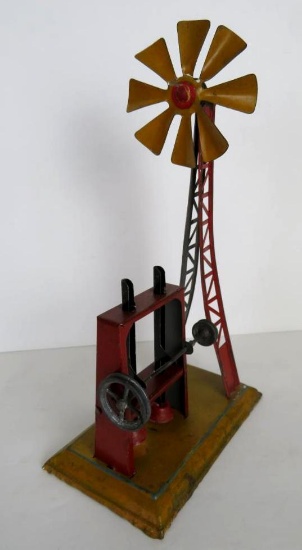Vintage 1950's German Steam Powered Tin Litho Windmill