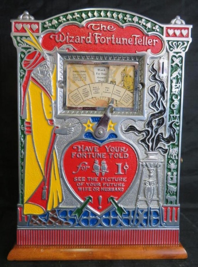 Outstanding Ca.1919 Antique Mills One Cent Coin Op Wizard Fortune Teller Machine (Working)