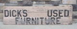 Antique Dick's Used Furniture Wood Sign 66