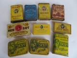 Group of (10) Antique Tobacco Pocket Tins Inc. Dill's Best, Edgeworth, Red Dot