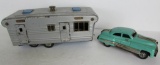 Antique Japan Tin Litho Car with Travel Trailer