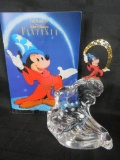 Beautiful Disney's Sorcerer's Apprentice Mickey Mouse Lead Crystal Sculpture with 24Kt Gold Accents