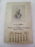 Antique 1900 Cains Drugs and Druggists Sundries (Prairieville, MI) Advertising Calendar