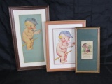 Lot of (3) Vintage Kewpie Doll Framed Prints