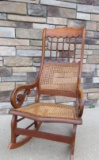 Antique Cane Back and Bottom Wooden Rocking Chair
