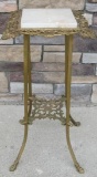 Antique Art Deco Brass and Marble Plant Stand With Claw Feet 28
