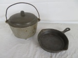 Vintage Wagner Ware Miniature Cast Iron Hot Pot and Fry Pan