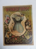 Antique Warner Bros. Coraline Corsets Store Window Paper Advertising Sign