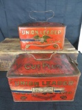 Lot of (2) Antique Union Leader Cut Plug Tobacco Lunch Pail Tins
