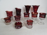 Collection of Antique Ruby Flass Souvenir Glass, All Michigan Locations!