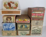 Lot of (10) Antique Paper Label Wood Cigar Boxes w/ Great Graphics!