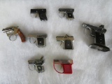 Lot of (9) Vintage Miniature Hand Gun Novelty Lighters