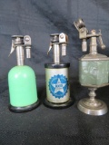 Lot of (3) Vintage Strikealite Table Lighters Inc. Booth Cold Storage Advertising