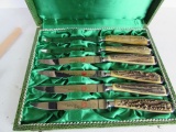 Vintage Wingen Solingen Germany Stag Handle Knife Set