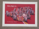 Vintage Miller High Life Beer Indy 500 Cardboard Easel Back Advertising Sign