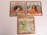 Lot of (3) Antique Victorian Cigar Labels in Copper Art Handcrafted Frames