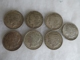 Lot of (7) 1921 US 90% Morgan And Peace Silver Dollar Coins