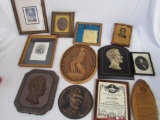 Grouping of Asst. Vintage Abraham Lincoln Plaques and Other Wall D?cor.