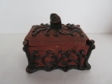 Antique Terra-Cotta Ware Lidded Box, Signed