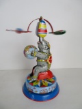 Vintage 1980's Made In Japan Tin Wind-Up Elephant Carousel
