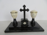 Outstanding 1840's Victorian Carved Ivory Bone Mourning Cane Toppers with Ebony Stand, Includes One