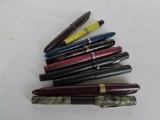 Lot of (9) Antique Fountain Pens Inc. Parker, Scheaffer+