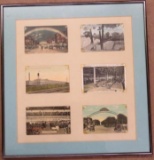 Framed Set of Antique 1900's Flint Michigan Postcards