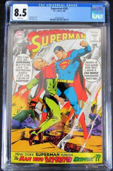 Superman #205 (1968) Silver Age Classic Neal Adams Cover! CGC 8.5