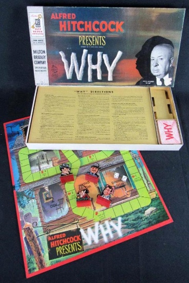 Vintage 1958 Milton Bradley Alfred Hitchcock Presents Why Board Game Complete