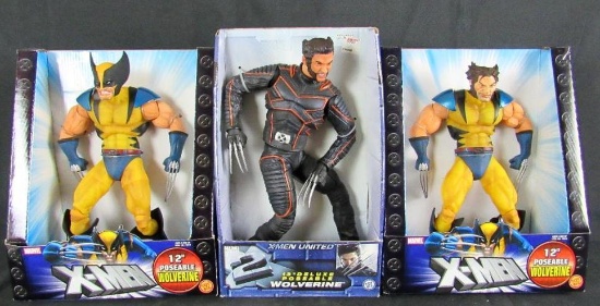 Lot (3) Wolverine Toybiz 12" Poseable Action Figures- All Different