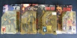 Lot (4) McFarlane Toys Movie Maniacs- Texas Chainsaw, T2, The Crow, The Fly