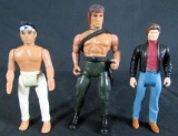 Lot (3) Vintage 1980's Action Figures- Rambo, Karate Kid, Knight Rider