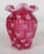 Outstanding Fenton Art Glass Cranberry Opalescent Heart Optic Ribbed 5