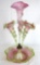 Stunning Victorian European Cranberry Vaseline Opalescent 4 Horn Epergne Centerpiece. 20