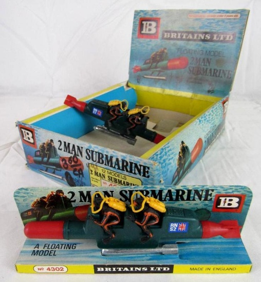 Vintage Britains #4302 2 Man Submarines w/ Original Store Display Box