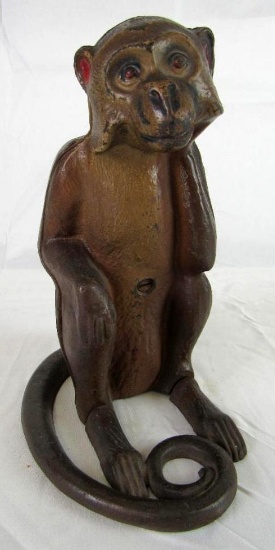 Rare Hubley Cast Iron Full Figure Seated Monkey Doorstop