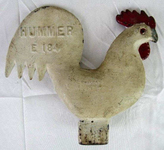 Antique Cast Iron Rooster Windmill Weight by Hummer