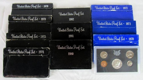 Lot (10) US Mint Proof Sets 1970-1982