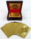 Beautiful 999.9 Gold Foil Playing Card Deck in Wood Case