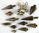 Huge Lot of (12) Vintage Brass Plumb Bobs